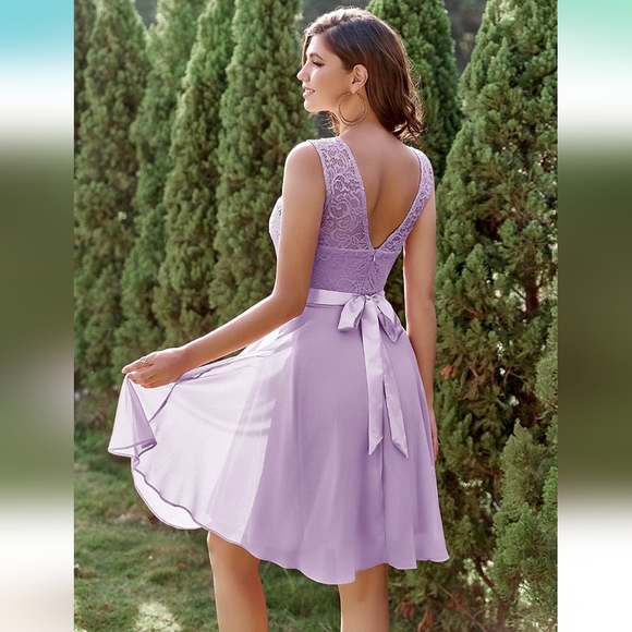 berylove Dresses & Skirts - BeryLove Women's Short Floral Lace Bridesmaid Dresses A-line Ruffles Party Dress